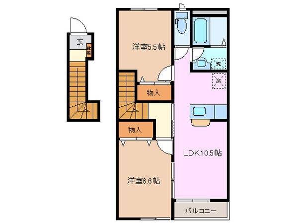 大矢知駅 徒歩22分 2階の物件間取画像